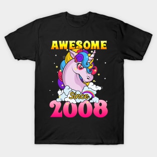 Funny Awesome Unicorn Since 2008 Cute Gift T-Shirt